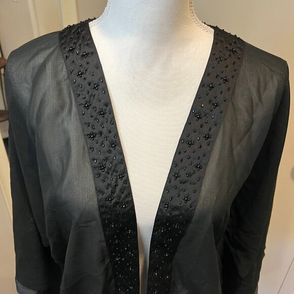 NWT Steve Madden Black Sheer Evening Beaded Cocoon Cardigan, One Size - Picture 2 of 16